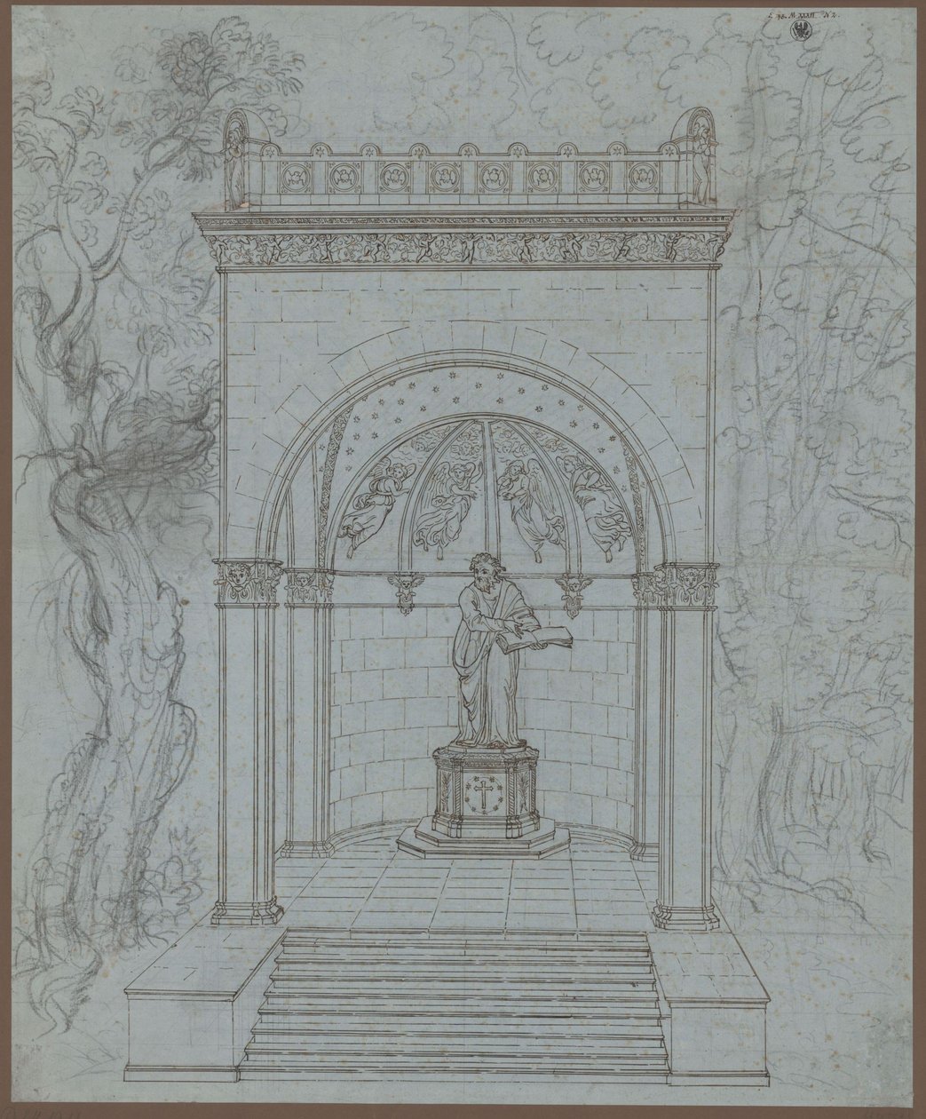 Mansfeld. Návrh pomníku Luthera od Karl Friedrich Schinkel