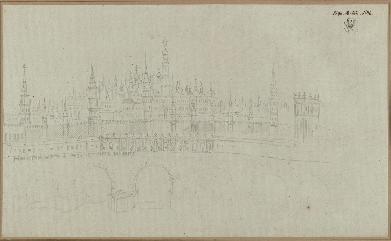 Moskva. Pohled na Kreml od Karl Friedrich Schinkel
