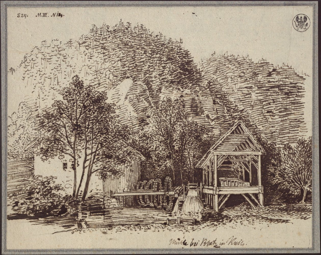 Mlýn u Popetze v Kraňsku / Mlýn u vesnice Podpeč v Kraňsku od Karl Friedrich Schinkel
