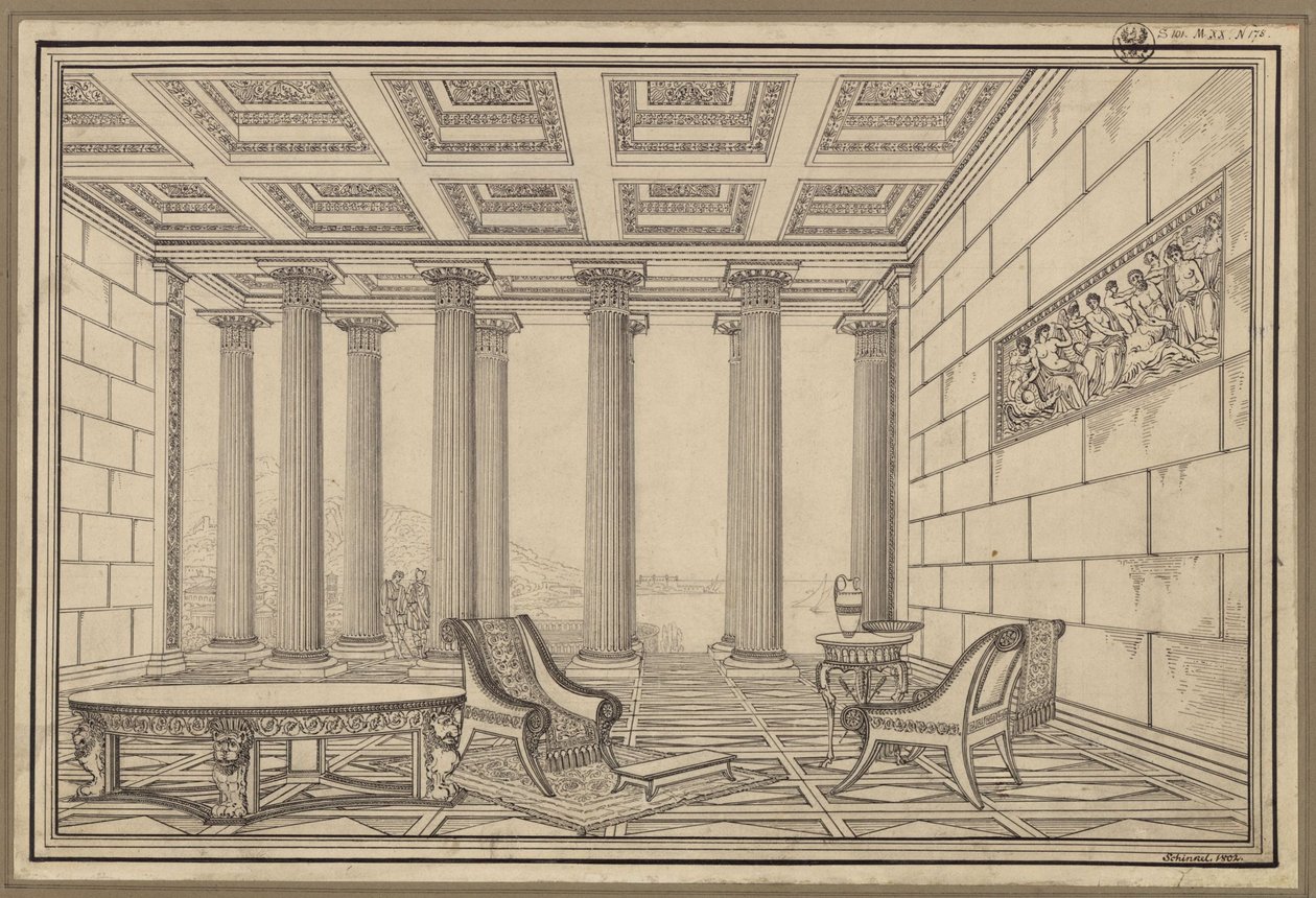 Otevřená hala u moře ve starověkém stylu od Karl Friedrich Schinkel