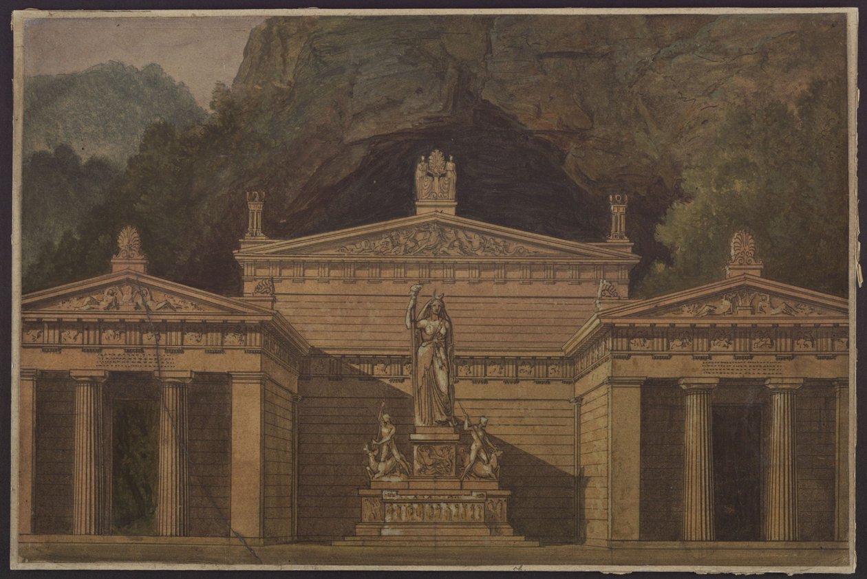 Olimpia. Opera Gaspara Spontiniho. Návrh pro 4. dekoraci. Dianin chrám od Karl Friedrich Schinkel