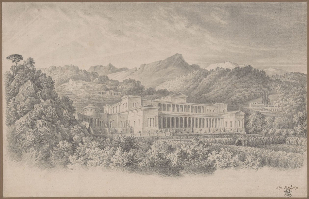 Rekonstrukce vily Tusca podle Plinia. Perspektivní pohled od Karl Friedrich Schinkel