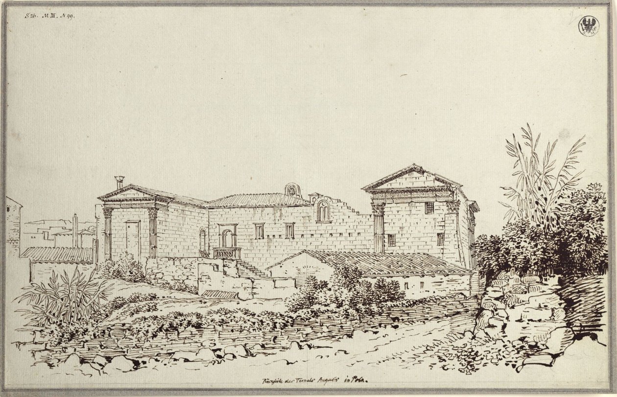 „Zadní pohled na Augustův chrám v Pole“ od Karl Friedrich Schinkel