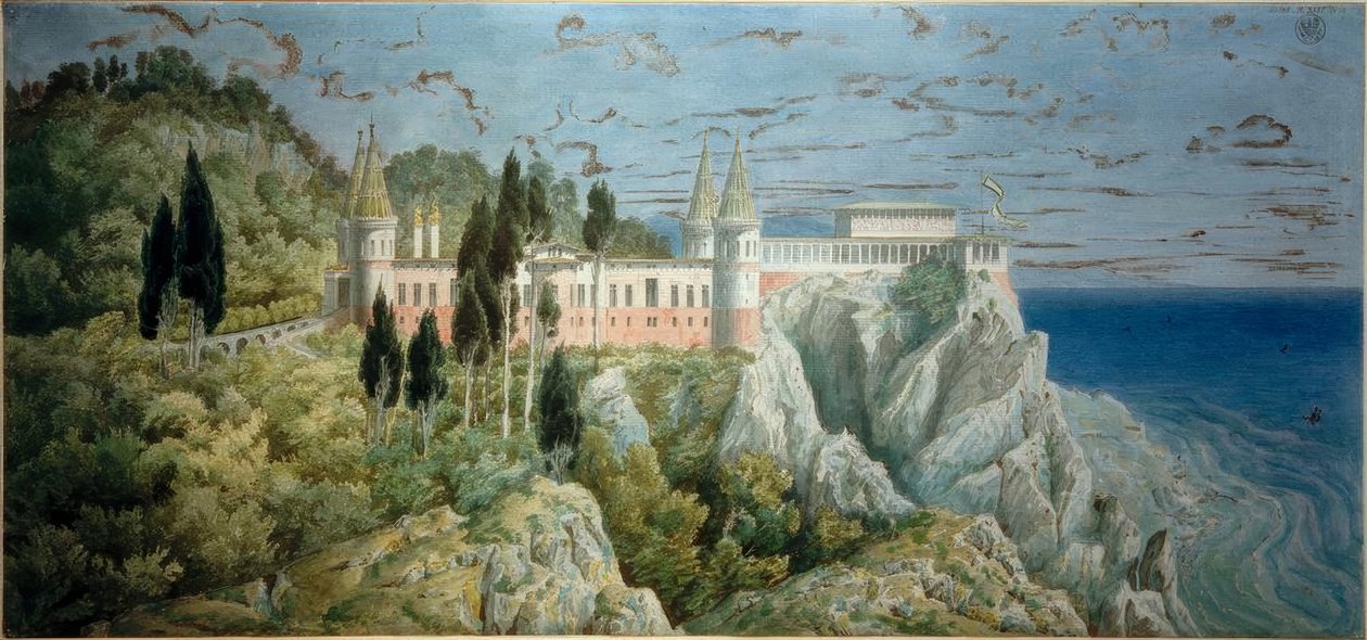 Hrad Orianda, pohled od Karl Friedrich Schinkel