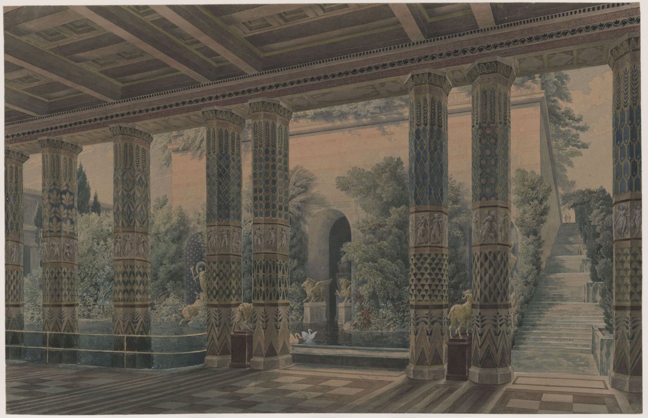 Palác Orianda na Krymu. Antický návrh. Přijímací sál, císařská zahrada od Karl Friedrich Schinkel