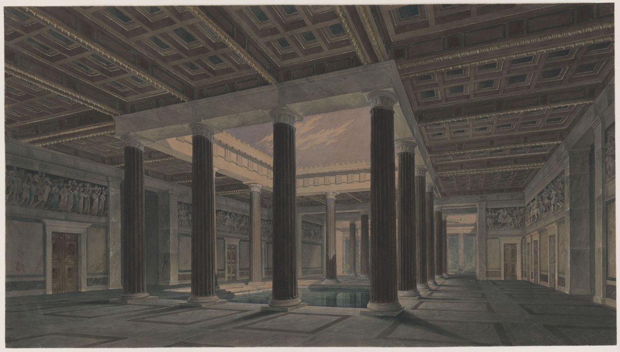 Palác Orianda na Krymu. Antický návrh. Velké atrium od Karl Friedrich Schinkel
