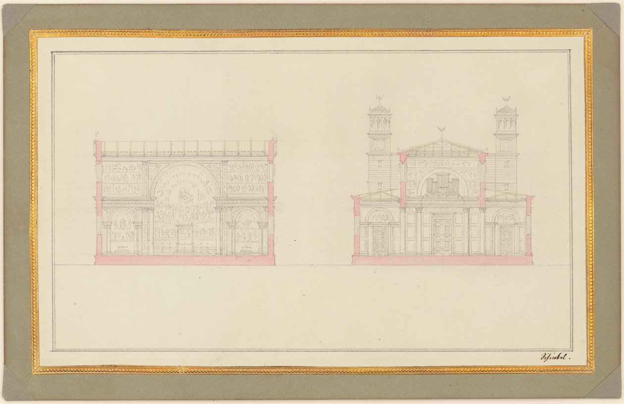 Část křižovatky a západní konec katedrály pro Berlín od Karl Friedrich Schinkel