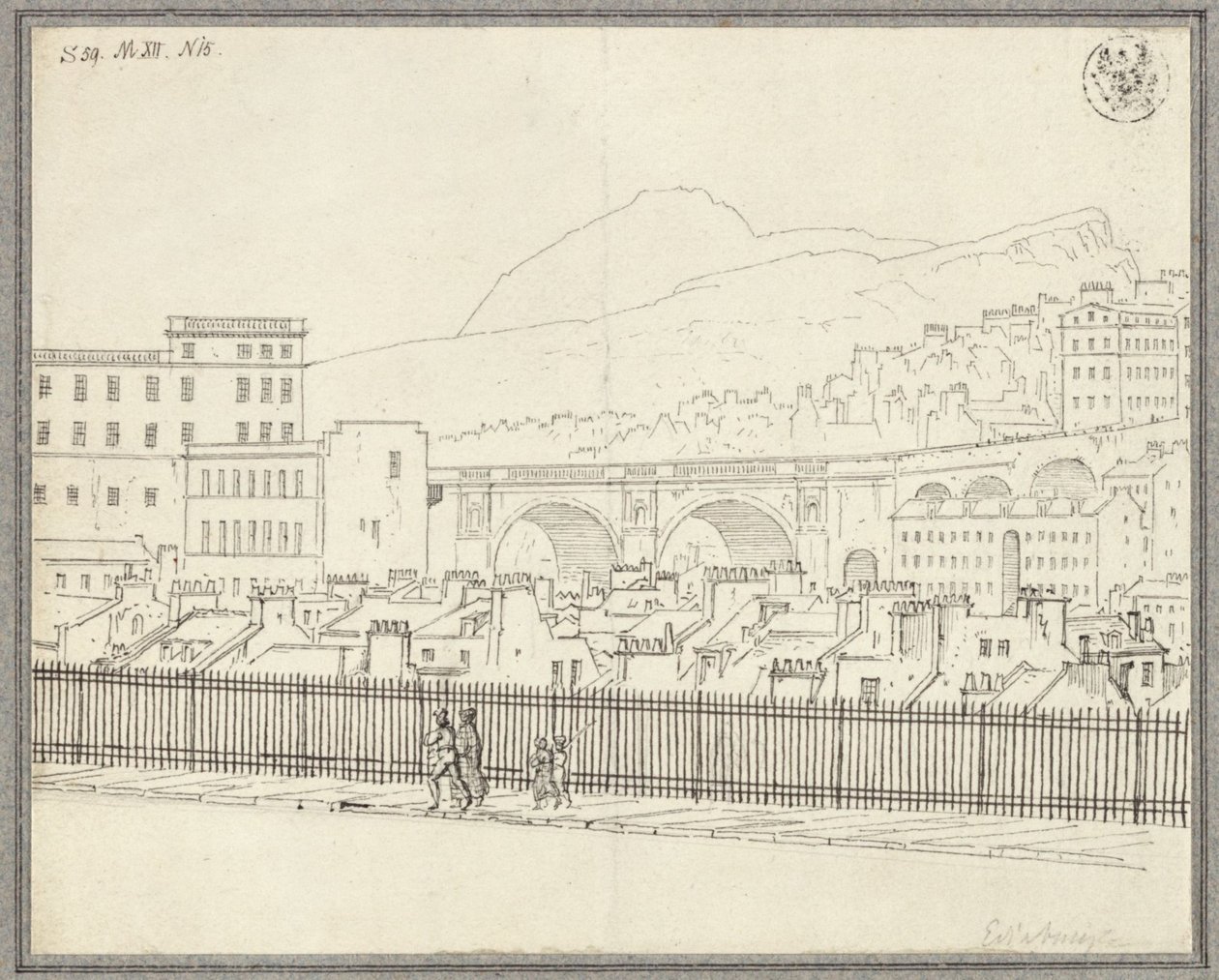 Pohled na Edinburgh s mostem od Karl Friedrich Schinkel