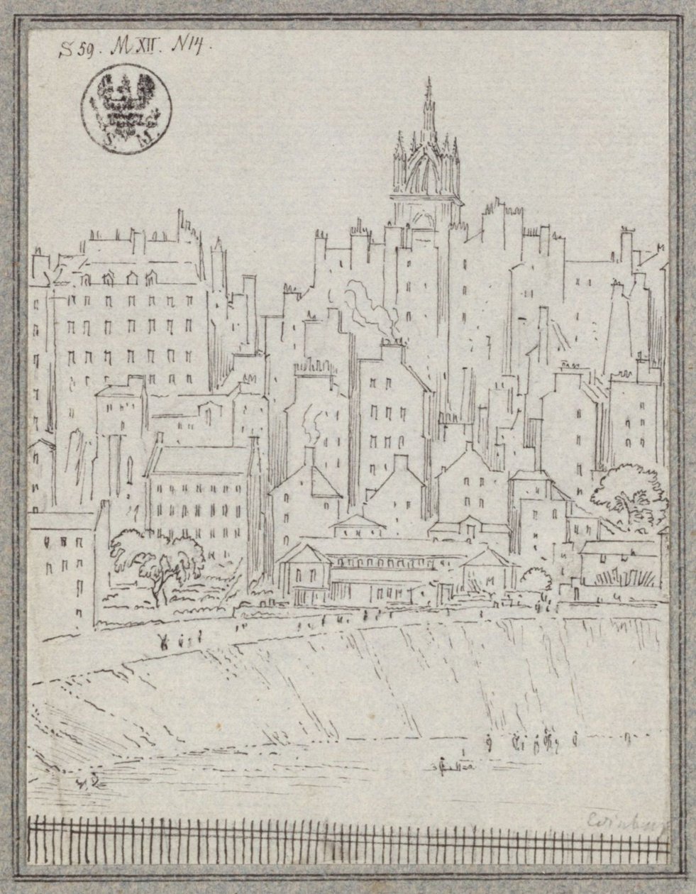 Pohled na Edinburgh s domy od Karl Friedrich Schinkel