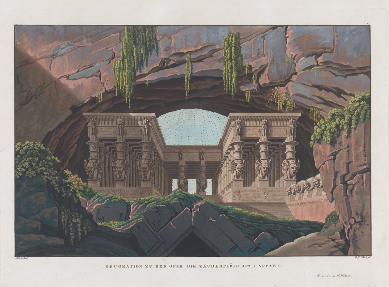 Scénický návrh k opeře Kouzelná flétna od Wolfganga Amadea Mozarta, 1847-1849. od Karl Friedrich Schinkel