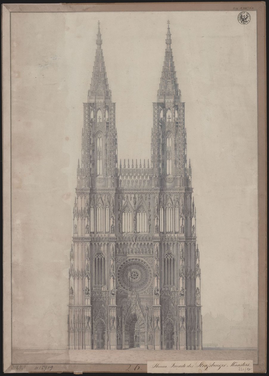 Štrasburk. Katedrála. Návrh na dokončení západního průčelí od Karl Friedrich Schinkel