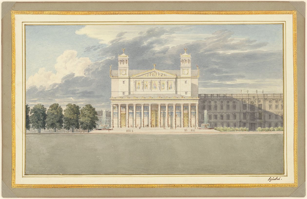 Fasáda a okolí katedrály pro Berlín od Karl Friedrich Schinkel