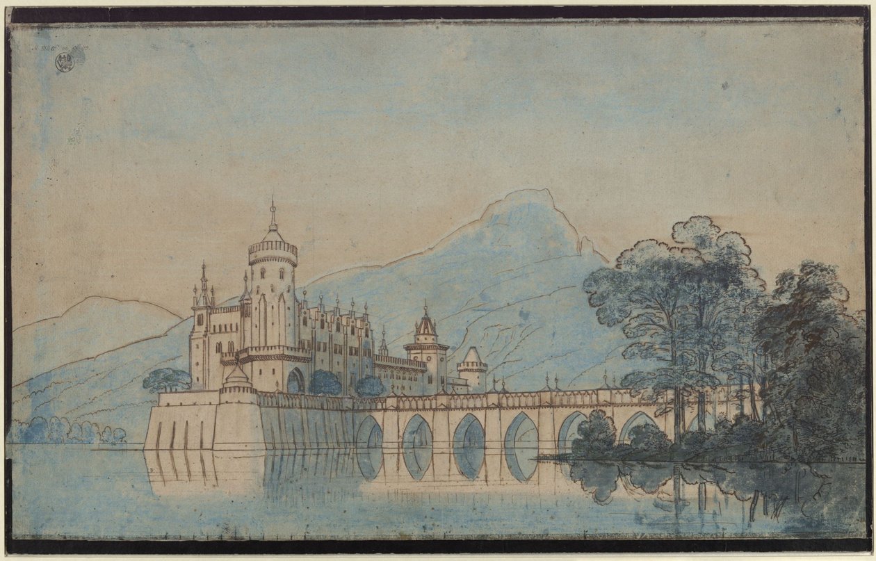 Undine. Opera E. T. A. Hoffmanna. Návrh 9. scény. Zámek Ringstetten od Karl Friedrich Schinkel
