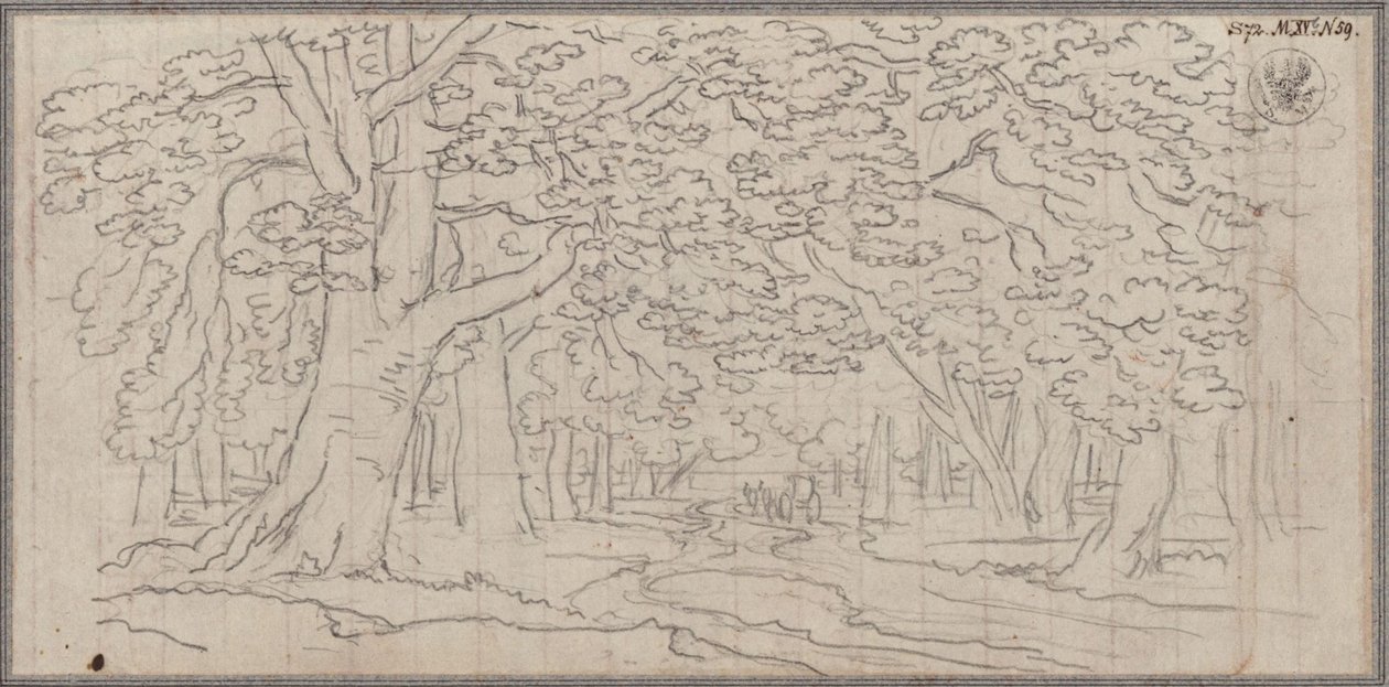 Lesní krajina, kterou se vine stezka od Karl Friedrich Schinkel