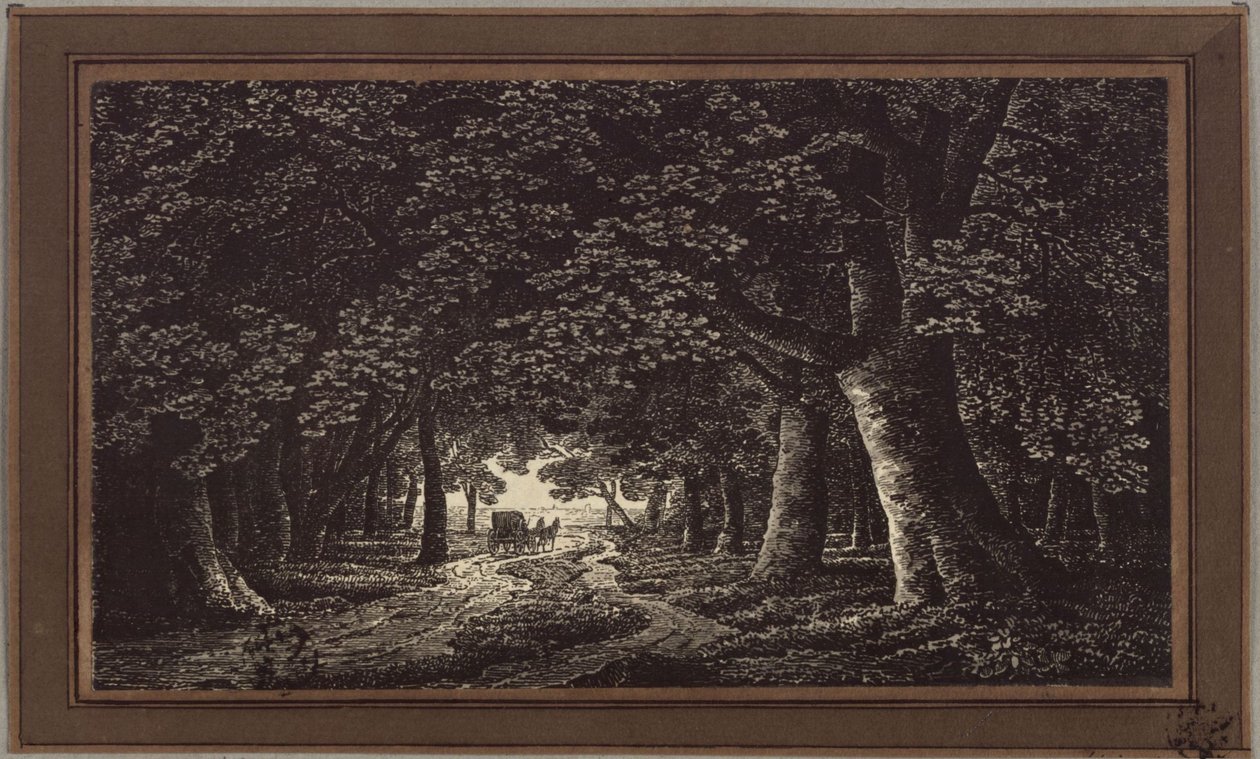 Lesní cesta s kočárem od Karl Friedrich Schinkel