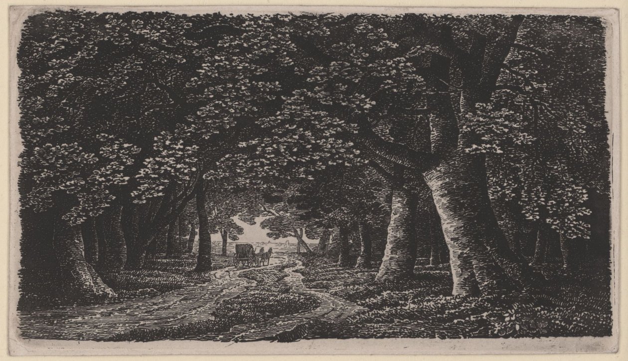 Lesní cesta s kočárem od Karl Friedrich Schinkel