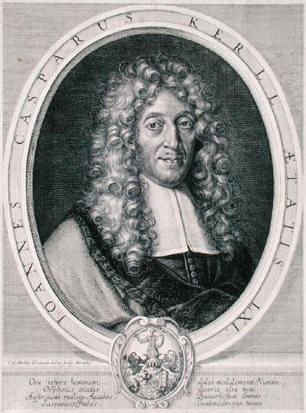 Johann Caspar Kerll (1627-93) ryl Monachy (rytina) od Karl Gustave (after) Amling