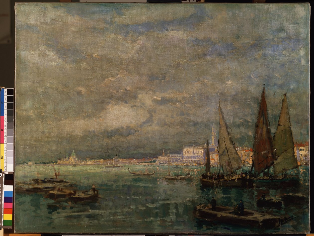 ""Pohled na plachetnice v Benátské laguně"" (Blick auf Venedig mit Segelbooten). Obraz Karla (Carla) Hagemeistera (1848-1933) 1926 Rozměr 51x71 cm Mikalojus Konstantinas Ciurlionis Fine Arts Museum, Kaunas, Litva od Karl Hagemeister