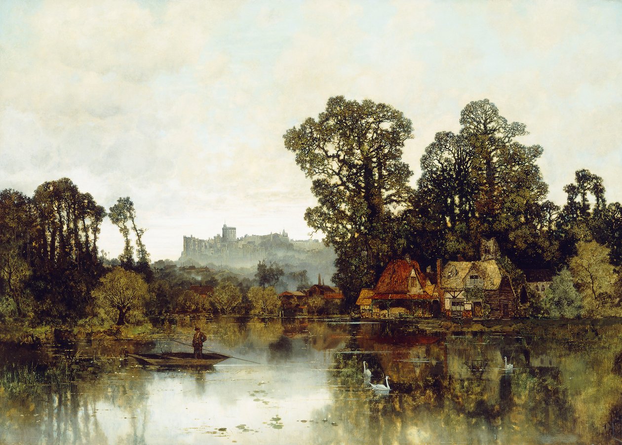Řeka Temže s výhledem na hrad Windsor, od Karl Heffner