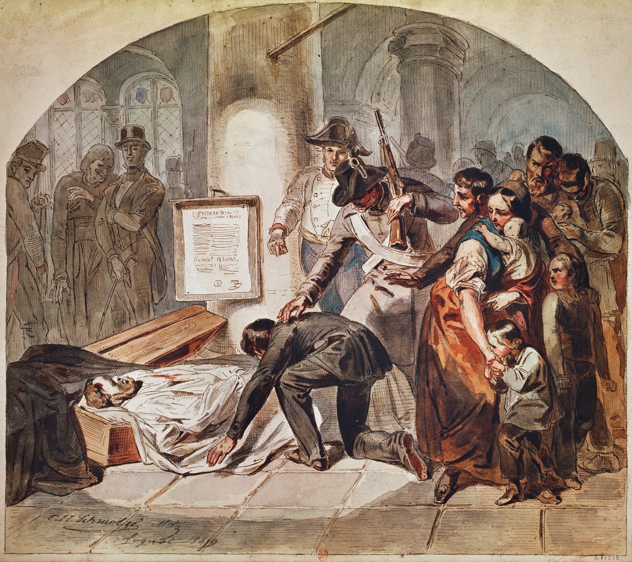 Pohřeb demokratického natáčení Roberta Bluma v říjnu 1848 ve Vídni od Karl Hermann Schmolze