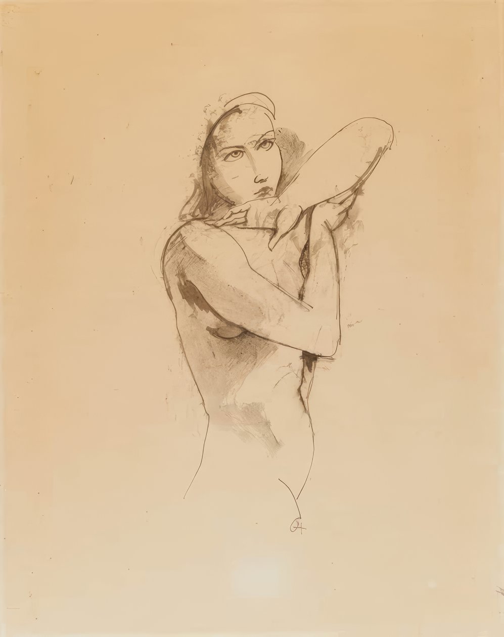 Ženský akt se zvednutou levou rukou od Karl Hofer