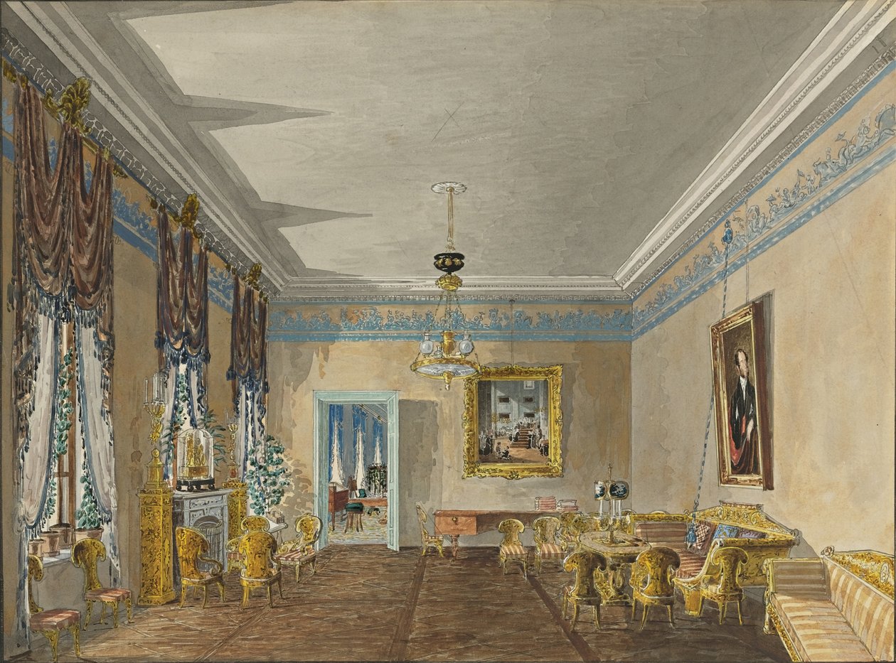 Salon v domě princezny Anny Gagariny v Petrohradě, 1799 od Karl Ivanovich Kolmann
