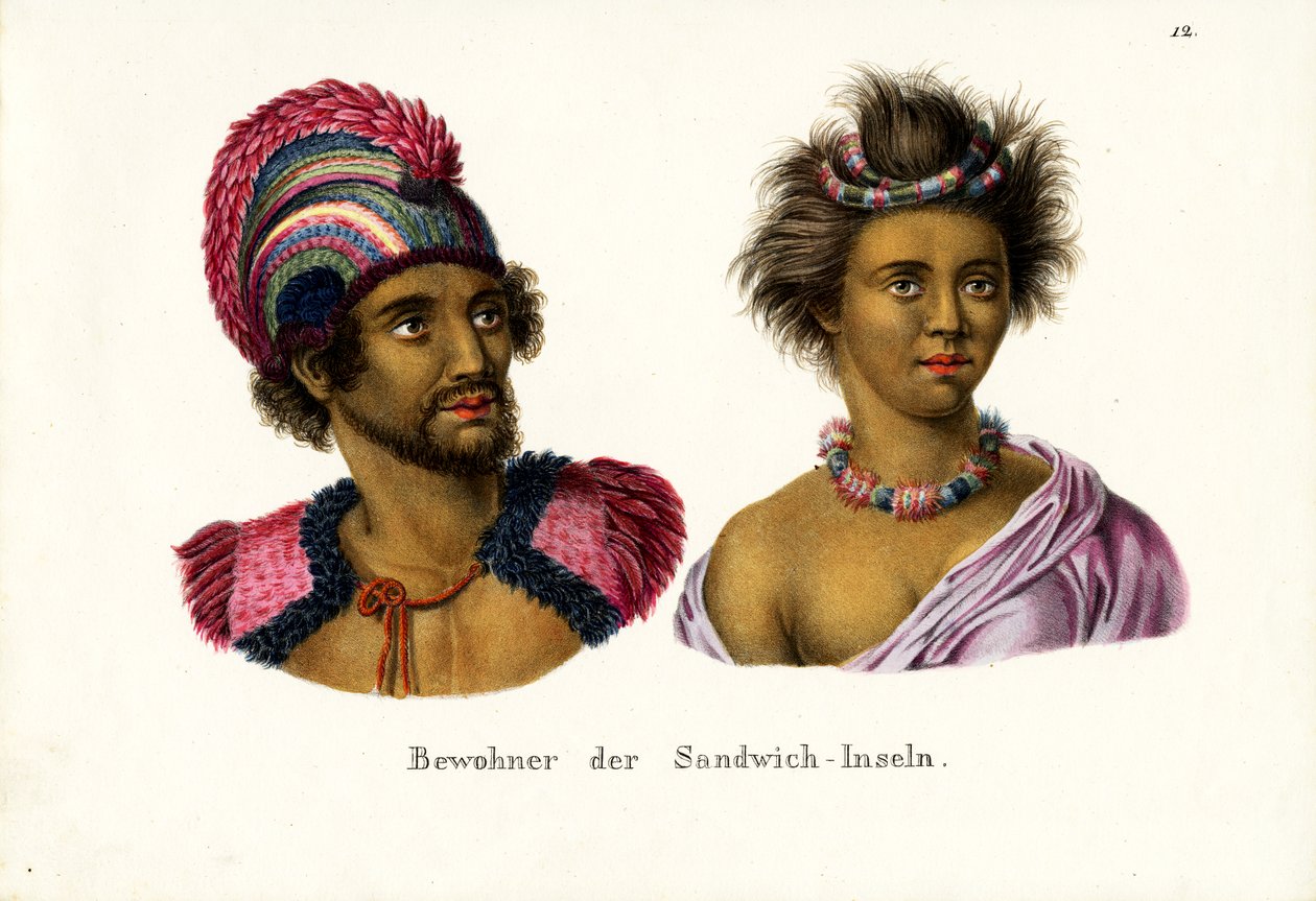 Lidé na Havaji, 1824 od Karl Joseph Brodtmann