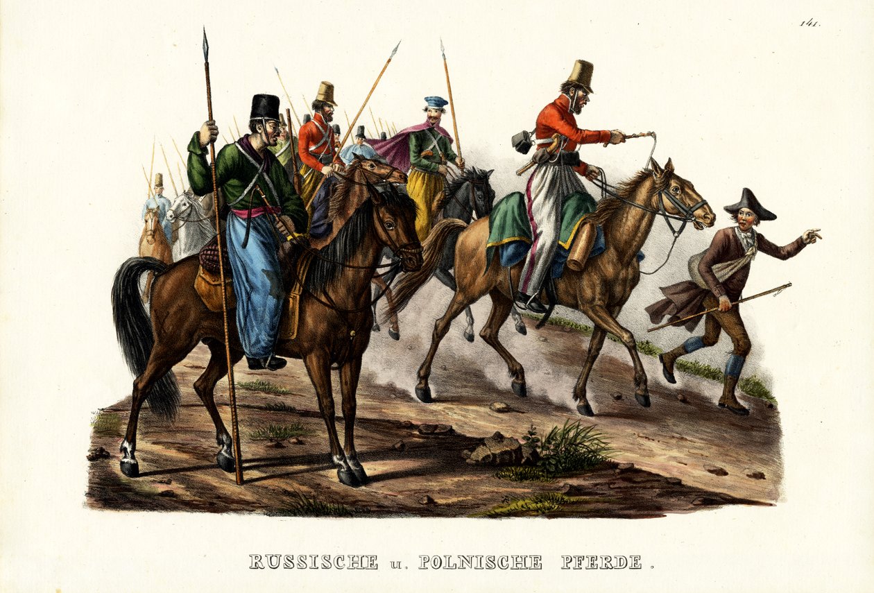 Ruští a polští koně, 1824 od Karl Joseph Brodtmann