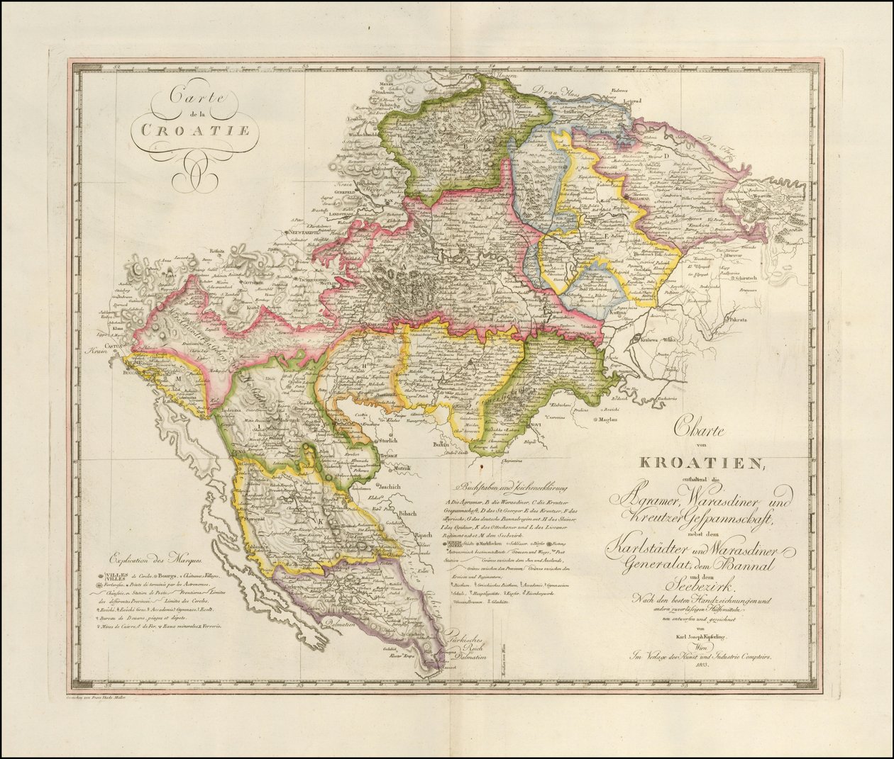 Mapa Krocie z roku 1803, Karl Joseph Kipferling od Karl Joseph Kipferling