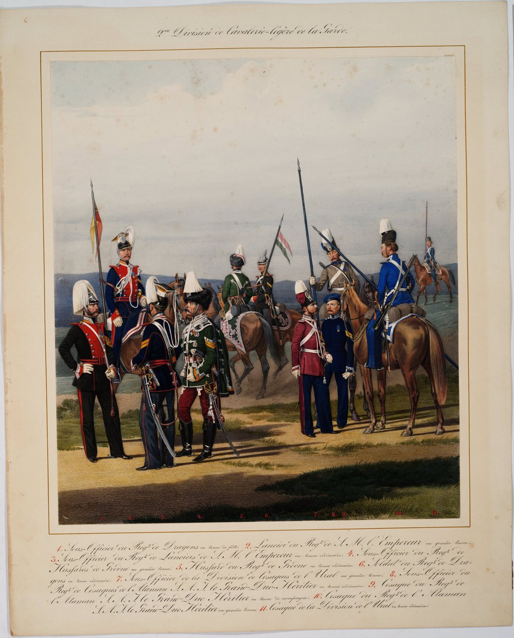 La 2eme division de la cavalerie legere - 2. gardová jízdní divize - Piratsky, Karl Karlovich (1813-1889) - 1867 - Barevná litografie - 56x45 - Soukromá sbírka od Karl Karlovich Piratsky