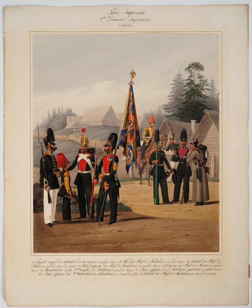 Vojáci 2. gardové pěší divize ruské císařské gardy, 1867 od Karl Karlovich Piratsky