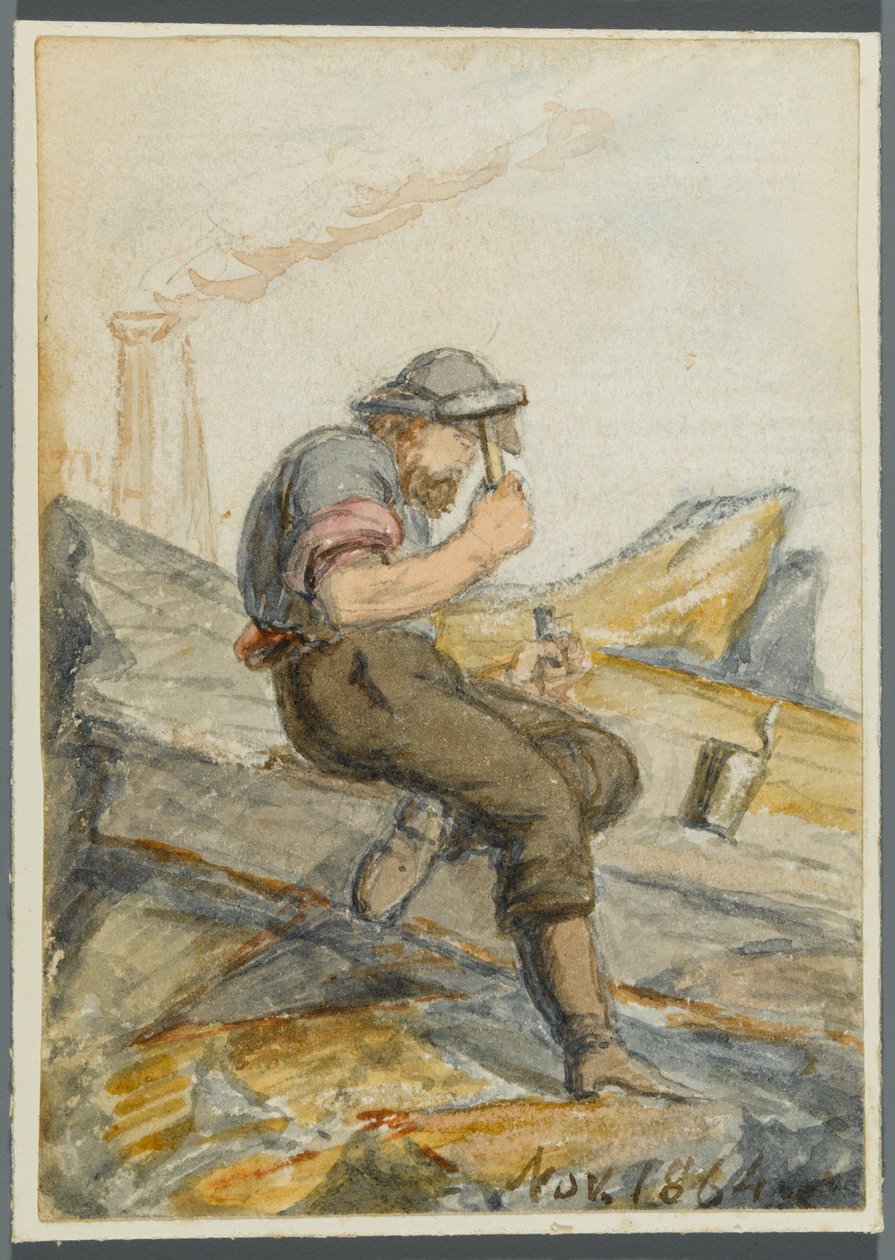 Stone Worker, 1864 (wc nad černým podkresem média) od Karl L.H. Mueller