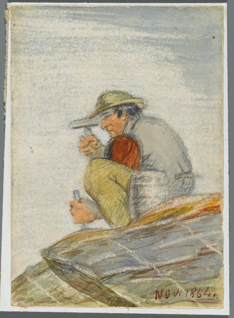 Stone Worker, 1864 (wc nad černým podkresem média) od Karl L.H. Mueller