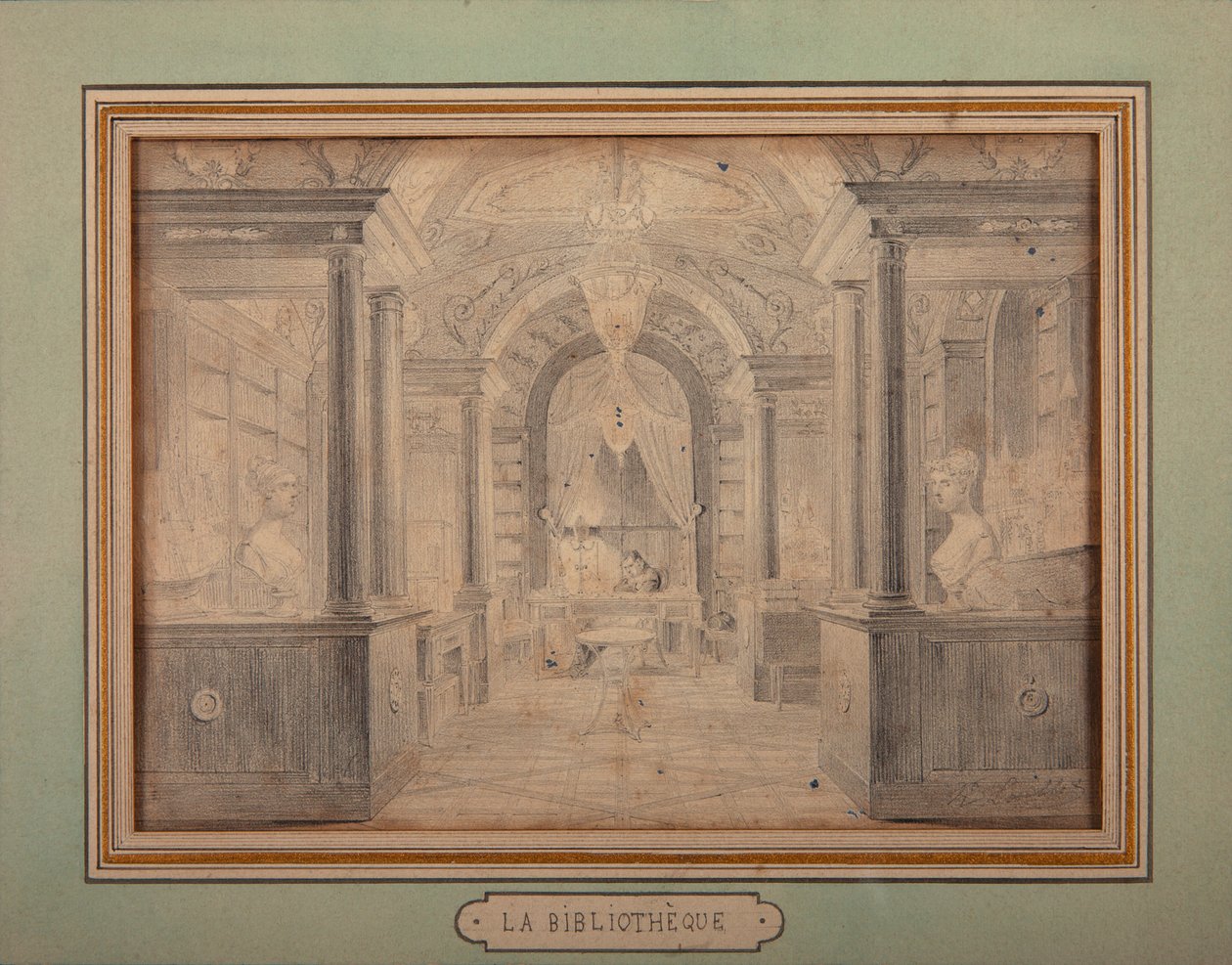 Napoleon při práci v knihovně na zámku Malmaison, kolem roku 1806 od Karl Loeillot Hartwig