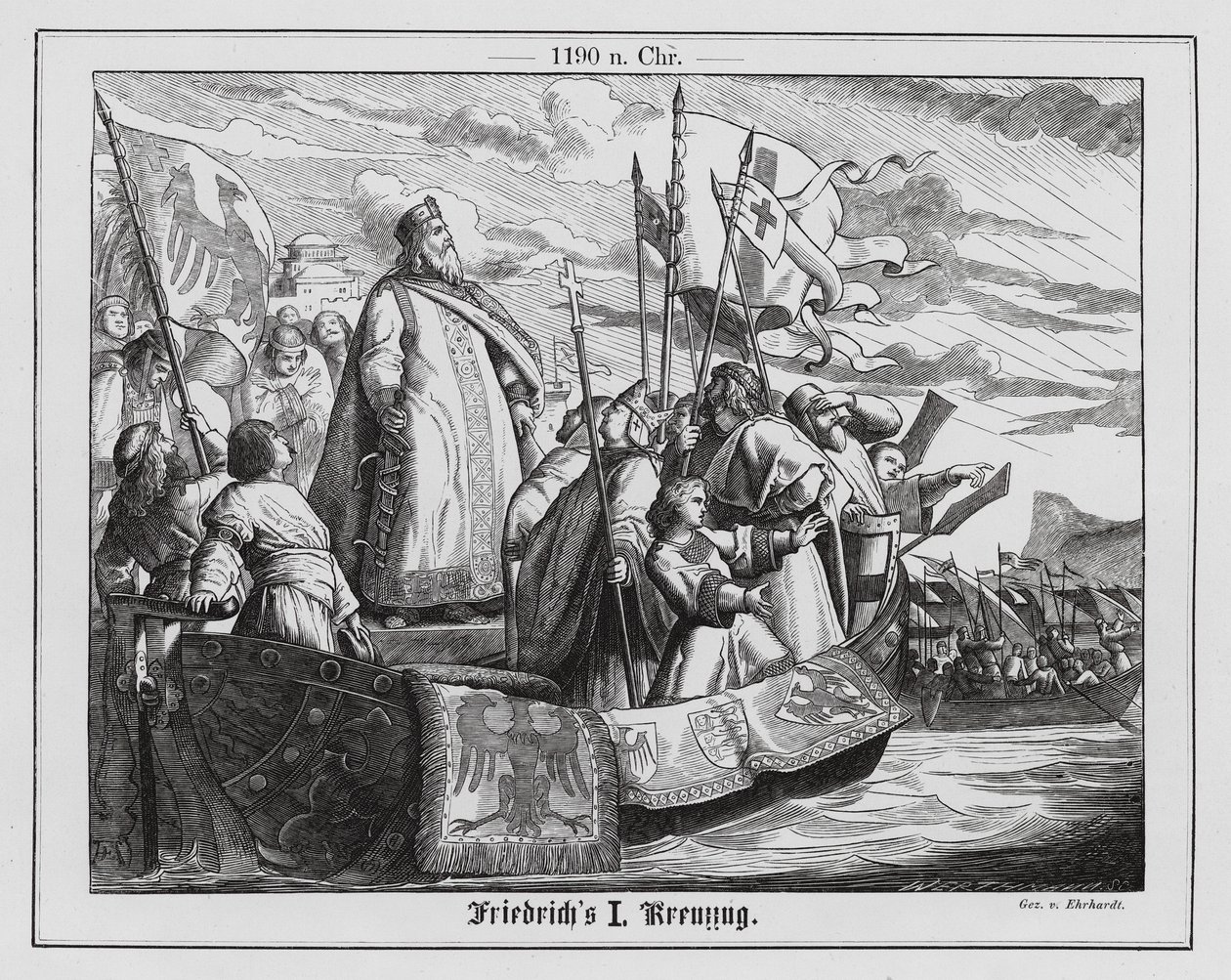 Císař Svaté říše římské Fridrich I. na třetí křížové výpravě od Karl Ludwig Adolf Ehrhardt
