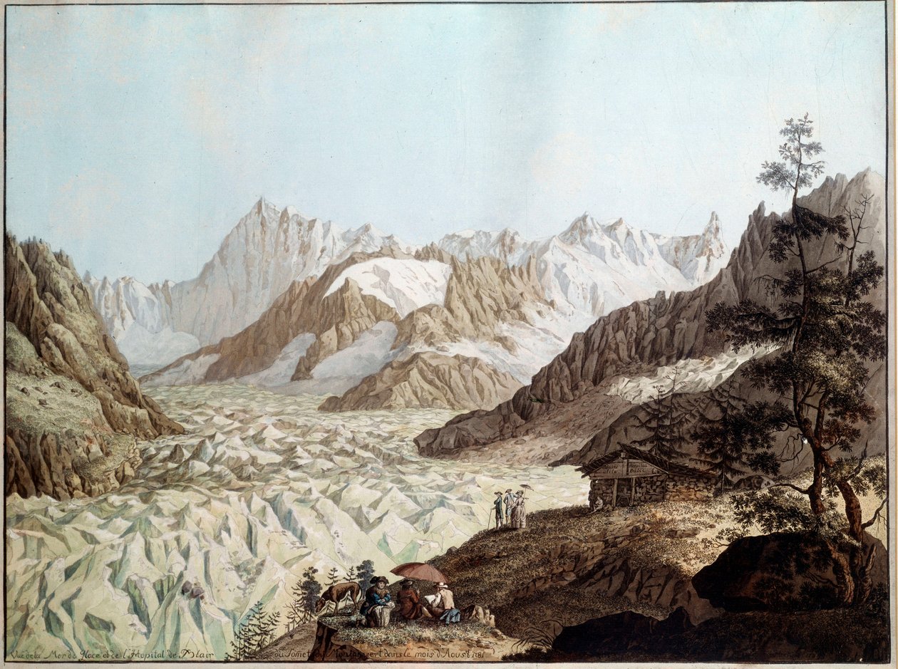 Pohled na moře ledu Mount Avert poblíž Chamonix v Alpách Ilustrace Karl Hackert (1740-1800) (ec.all.) 1781 Frankfurt. Stadelsches Kunstinstitut od Karl Ludwig Hackert