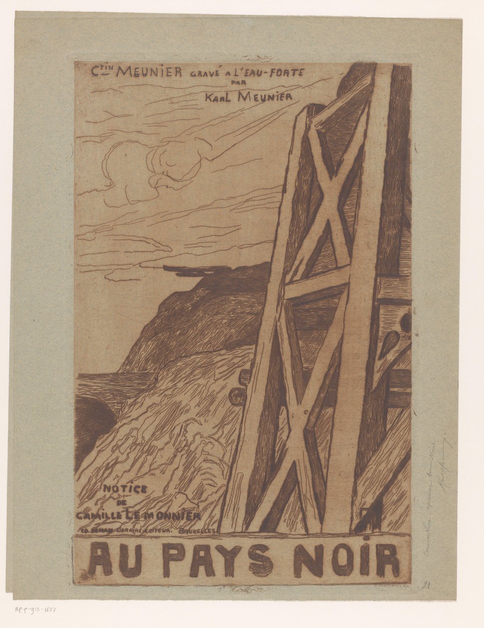 Horská krajina s průmyslovou výstavbou Titulní strana pro: Lemonnier, Au Pays Noir, [1885] od Karl Meunier