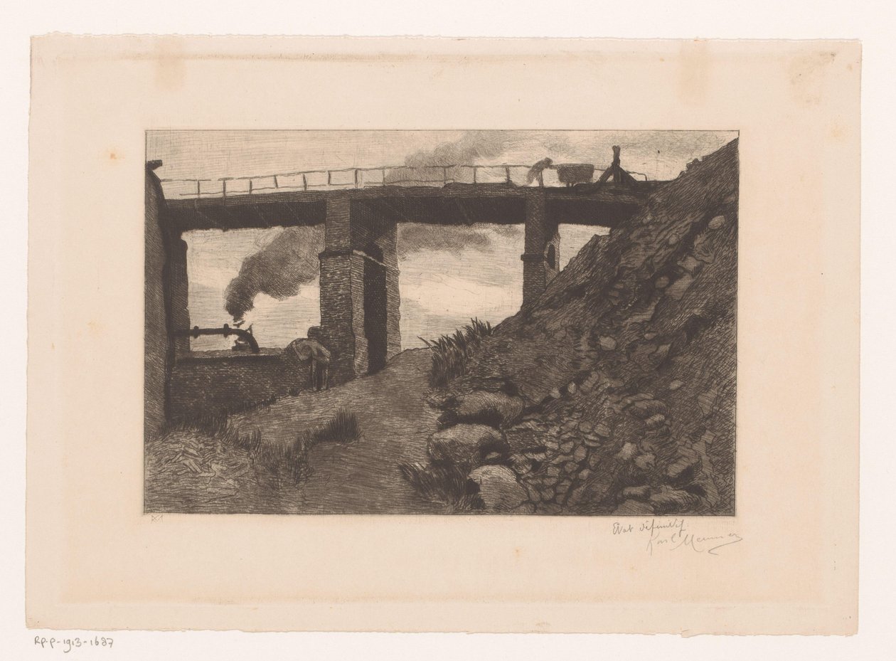Průmyslová krajina s viaduktem od Karl Meunier
