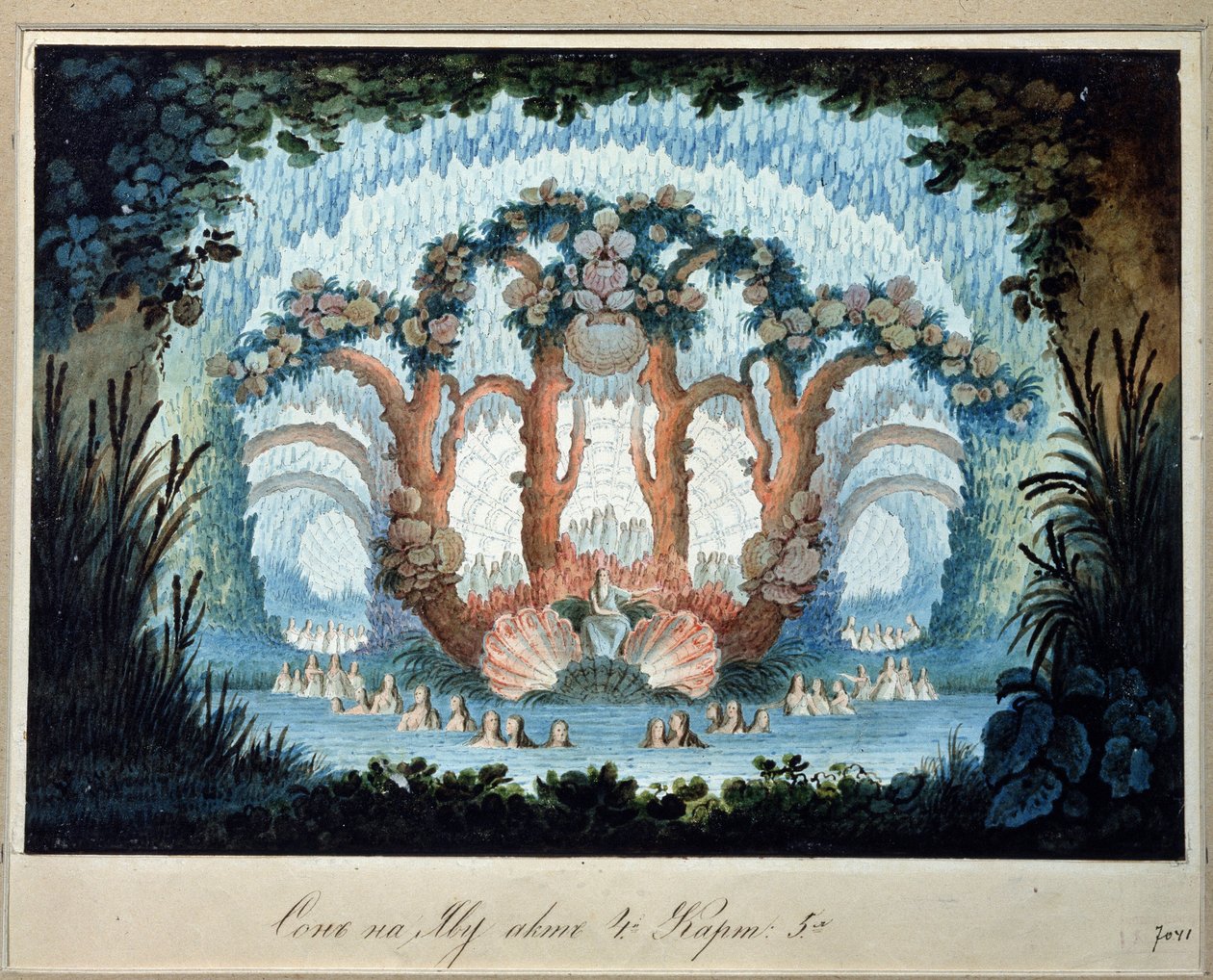 Přípravná výzdoba pro operu „Gromoboi“ od Alexeje Verstovského (1799-1862) (scéna k opeře „Chor Valley“ od A. Verstovského). Dílo Karla Ossipoviče Braun l