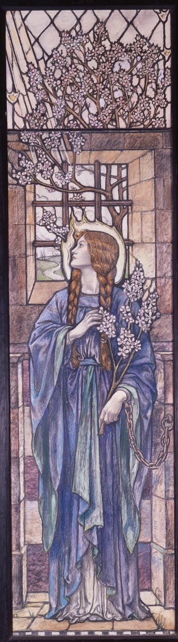 Hope: Design pro barevné sklo v All Saints Church, Eastchurch, Isle of Sheppey, kolem roku 1912 (černé a barevné křídy, akvarel a tělová barva) od Karl Parsons
