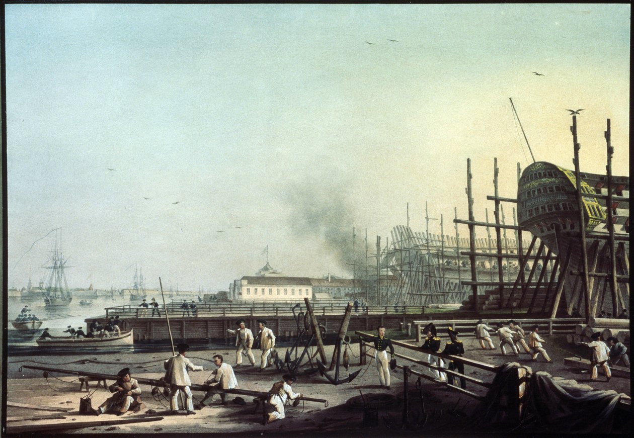 Loděnice Admirality v Petrohradu (Saint-Petersburg). (Námořní loděnice admirality v Petrohradu). Obraz Karla Petroviče Beggrova (1799-1875). Olej na plátně, ruské umění 19. století. Státní ruské muzeum, Petrohrad. od Karl Pavlovich Beggrov