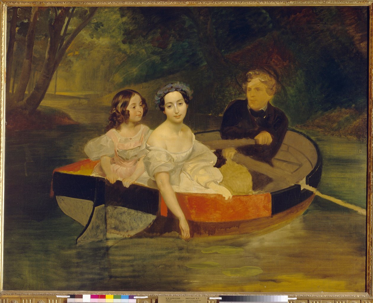 Autoportrét s baronkou Jekaterinou Meller Zakomelskaya (Meller-Zakomelskaya) a její dcerou ve člunu. Obraz Karla Pavloviče Briullova (Bryullov) (1799-1852), olej na plátně od Karl Pavlovich Bryullov