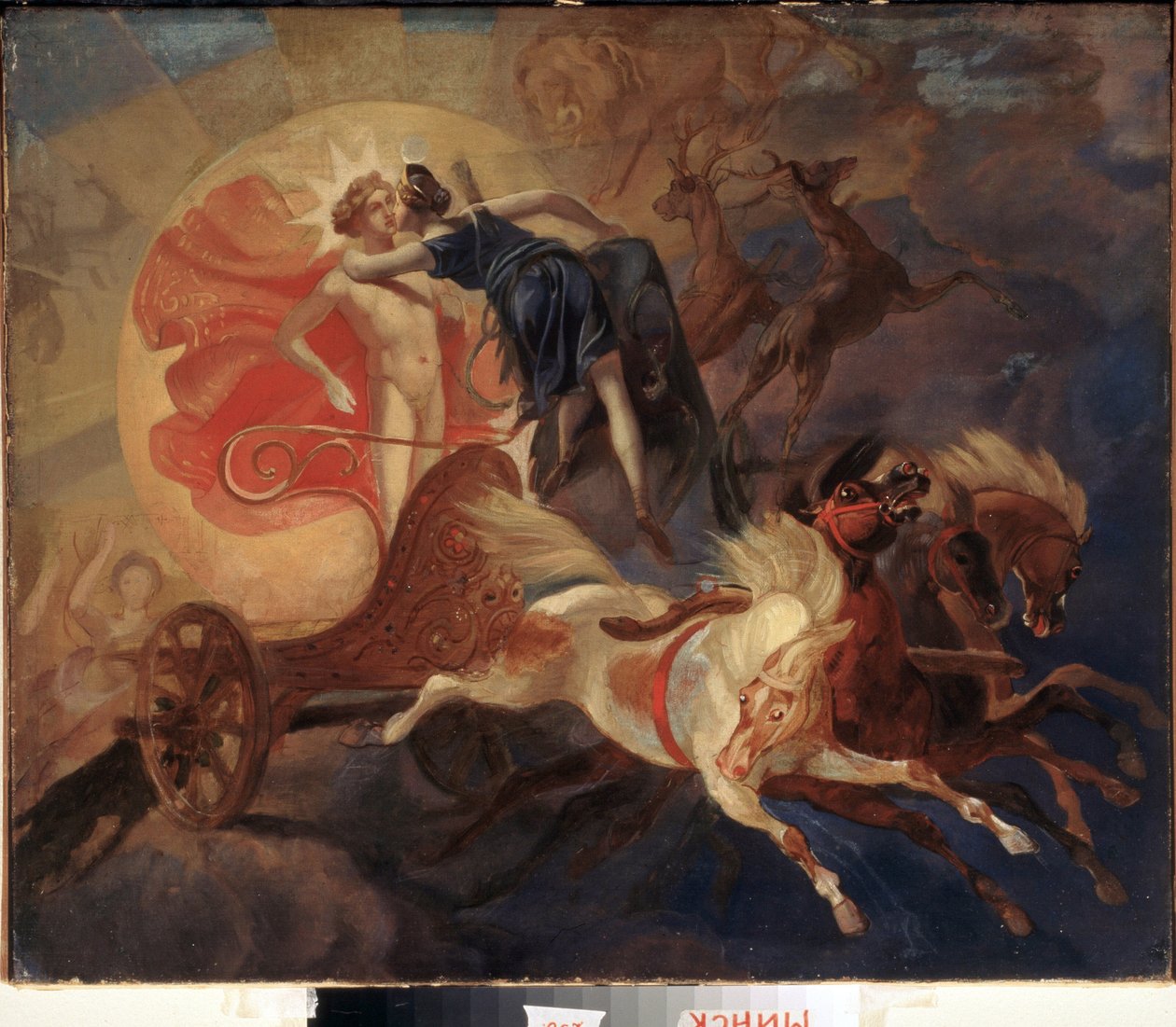 Eclipse de soleil, le salut de Diane a Apollon (Zatmění slunce, Dianino rozloučení s Apollónem) - Malba Karla Pavloviče Briullova (Brioullov) (1799-1852), olej na plátně od Karl Pavlovich Bryullov