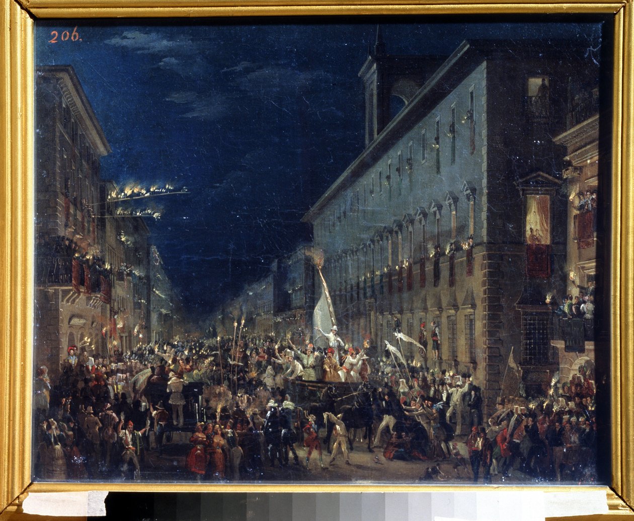 Politická manifestace v Římě (Political manifestation in Rome) - Obraz Karla Pavloviče Briullova (Briullov) (1799-1852) - Olej na plátně, 37 x 46 cm od Karl Pavlovich Bryullov