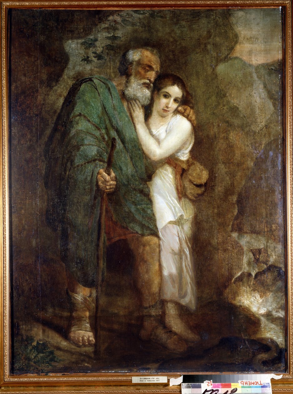 "Oidipus a Antigona"" Mladá dívka pomáhá svému starému slepému otci chodit. Obraz Karla Pavloviče Briullova (Bryullov) (1799-1852) 1821 Státní muzeum umění, Tyumen od Karl Pavlovich Bryullov