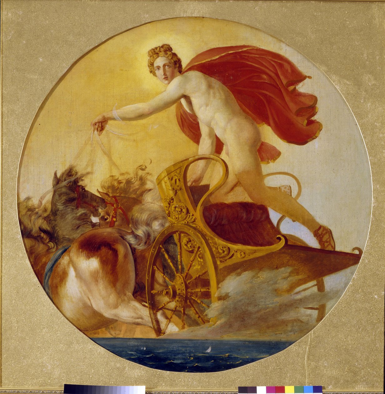 Phoebus řídí chariot of the Sun (Phoebus Driving the Horses Of The Sun). Obraz Karla Pavloviče Briullova (Bryullov) (1499-1852), olej na plátně. Ruské umění 19. století, romantismus. Státní ruské muzeum, Petrohrad. od Karl Pavlovich Bryullov