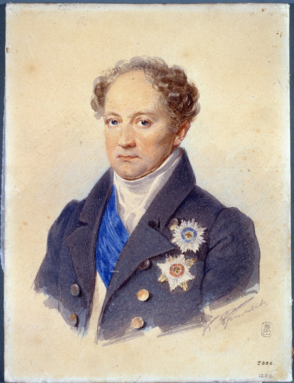 Portrét prince Alexandra Nikolajeviče Golitsyna (1773-1844). Dílo Karla Pavloviče Briullova (Bryullov) (1799-1852), akvarel na papíře, cca 1830. Ruské umění od Karl Pavlovich Bryullov