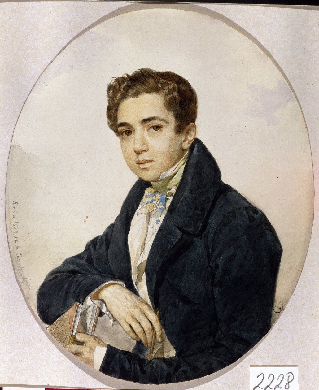 Portrét prince Grigorije Grigorijeviče Gagarina (Grigori Gagarin) (1810-1893) (Portrét prince Grigorije Grigorijeviče Gagarina) - Umělecké dílo Karla Pavloviče Briullova (Briullov) (1799-1852), akvarel a inkoust na papíře od Karl Pavlovich Bryullov