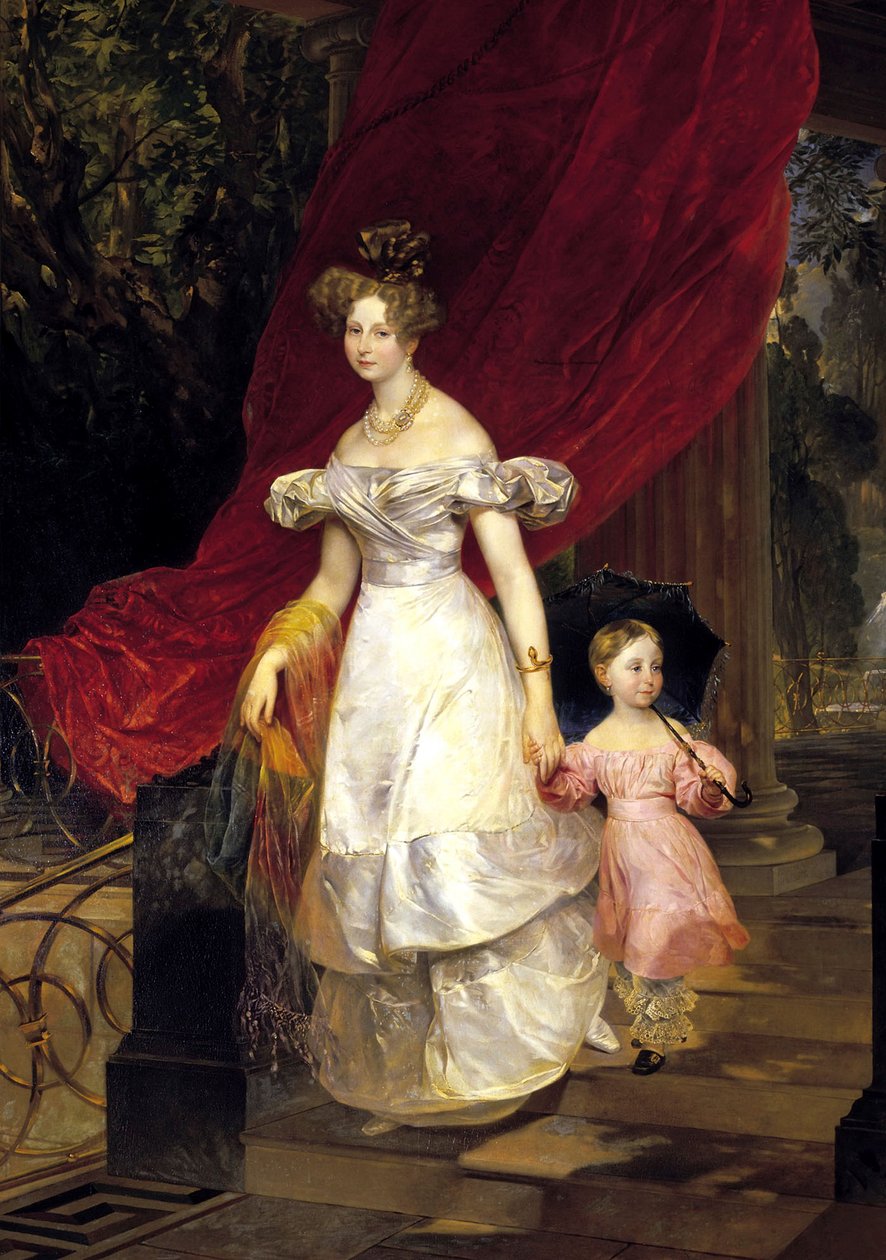 Portrét velkovévodkyně Eleny Pavlovny z Ruska 1807-1873 s dcerou Marií, 1830. od Karl Pavlovich Bryullov
