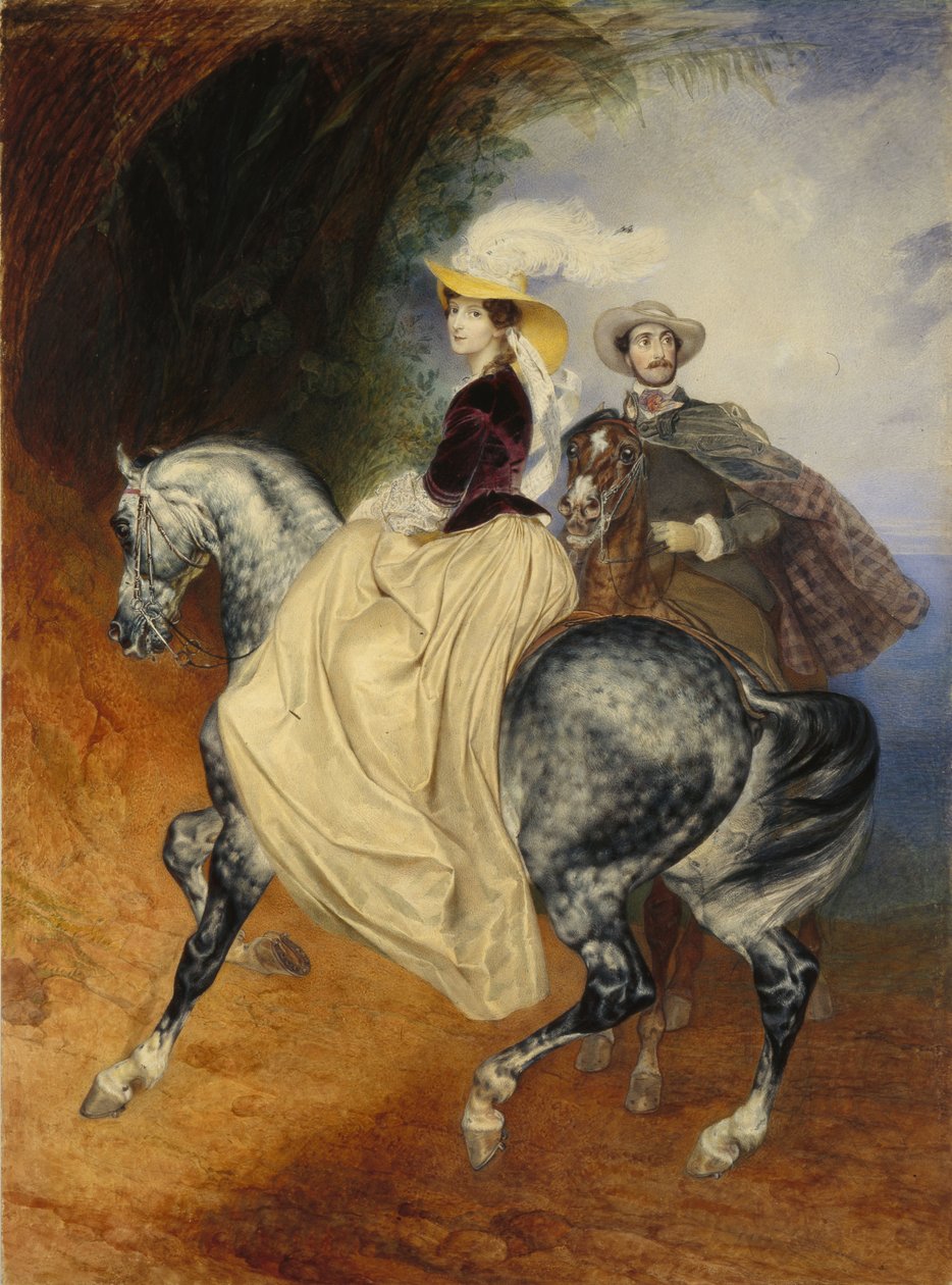 Jezdci. Portrét Eugeny a Emily Mussard, 1849 od Karl Pavlovich Bryullov